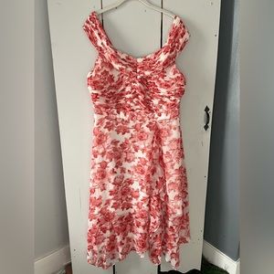 Ted Baker Eloisi Floral Print Ruffle Skirt Bardot Woven Midi Dress Size 12